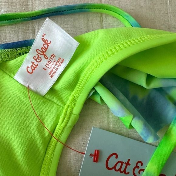NWT Cat & Jack 2 Piece Swimwear for Girls Green Blue Size L 10/12 - Picture 7 of 9